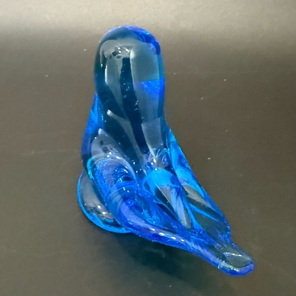 Vintage 1987 Signed Leo Ward Bluebird Of Happiness Art Glass Blue Bird Figurine - Picture 3 of 16